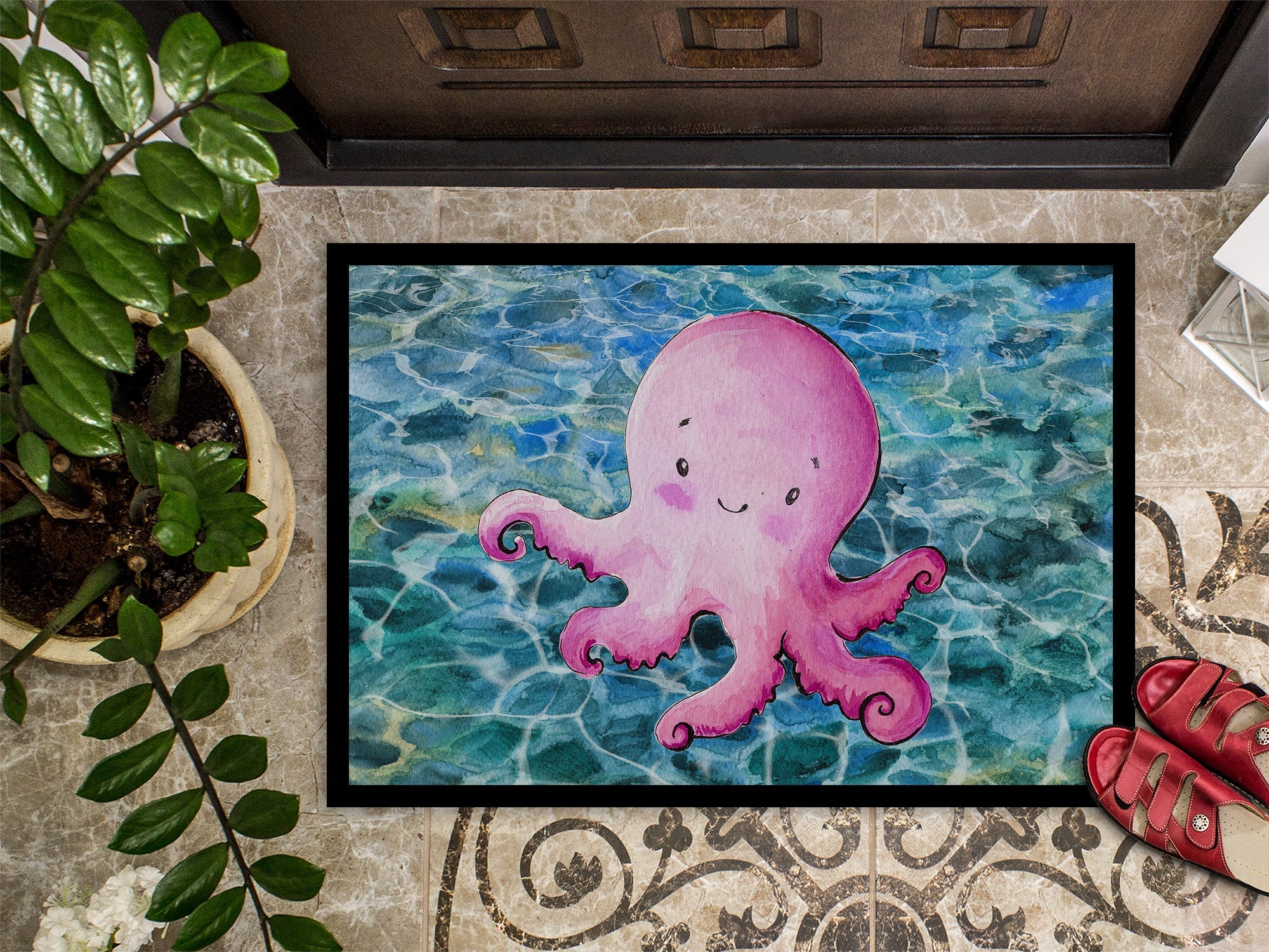 Octopus Doormat Indoor Outdoor 24H X 36W Front Door Mat Rugs for Entryway, Non Slip Washable Low Pile,