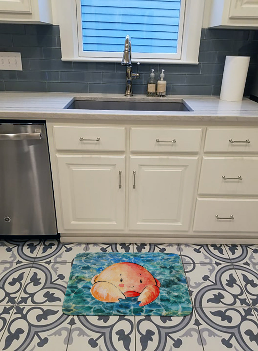 Crab Memory Foam Kitchen Mat Machine Washable Anti-Fatigue Cushion Comfort Bath or Kitchen Rug