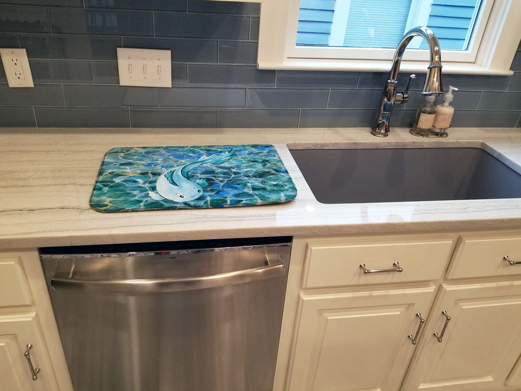 Blue Fish Dish Drying Mat Absorbent Dish Drying Mat Pad for Kitchen Counter Dish Drainer Mat for Countertop, 14 x 21", Multicolor