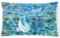 Blue Fish Decorative Throw Pillow 12x16 Indoor Outdoor Accent Cushion, Fabric Cover with Insert for Sofa, Bed, Porch & Living Room
