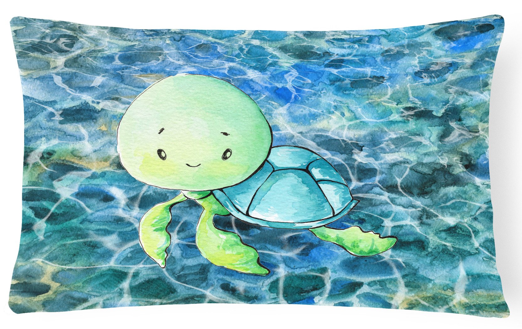 Sea Turtle Decorative Throw Pillow 12x16 Indoor Outdoor Accent Cushion, Fabric Cover with Insert for Sofa, Bed, Porch & Living Room