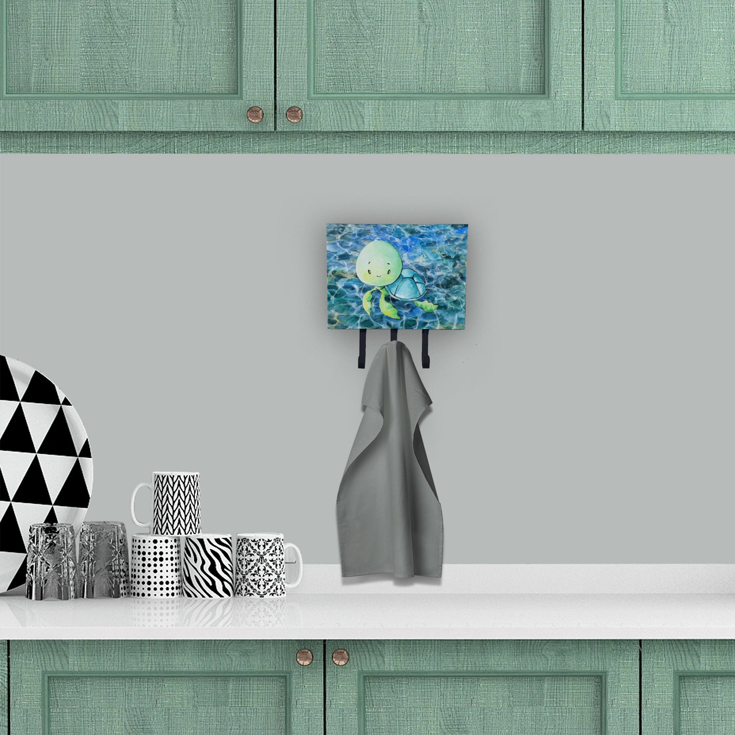 Sea Turtle Leash or Key Holder Wall Hooks, Coat Rack Wall Mount, for Hanging Keys, Towels, Aprons, Leashes