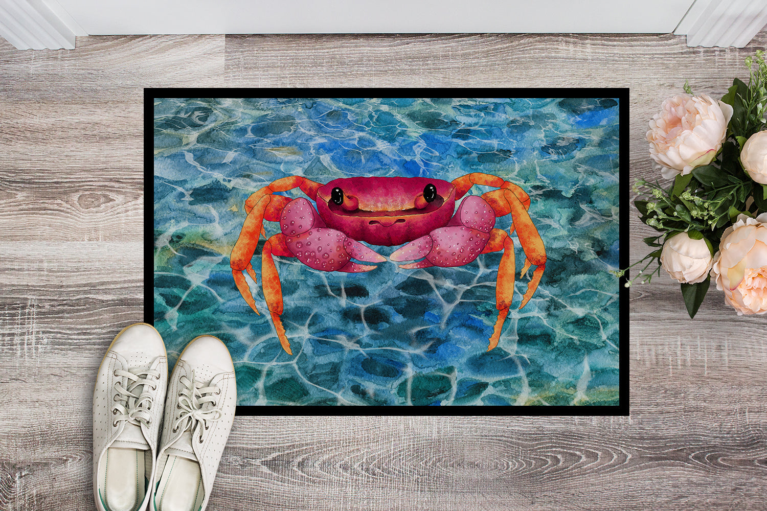 Crab Doormat Indoor Outdoor 24H X 36W Front Door Mat Rugs for Entryway, Non Slip Washable Low Pile,