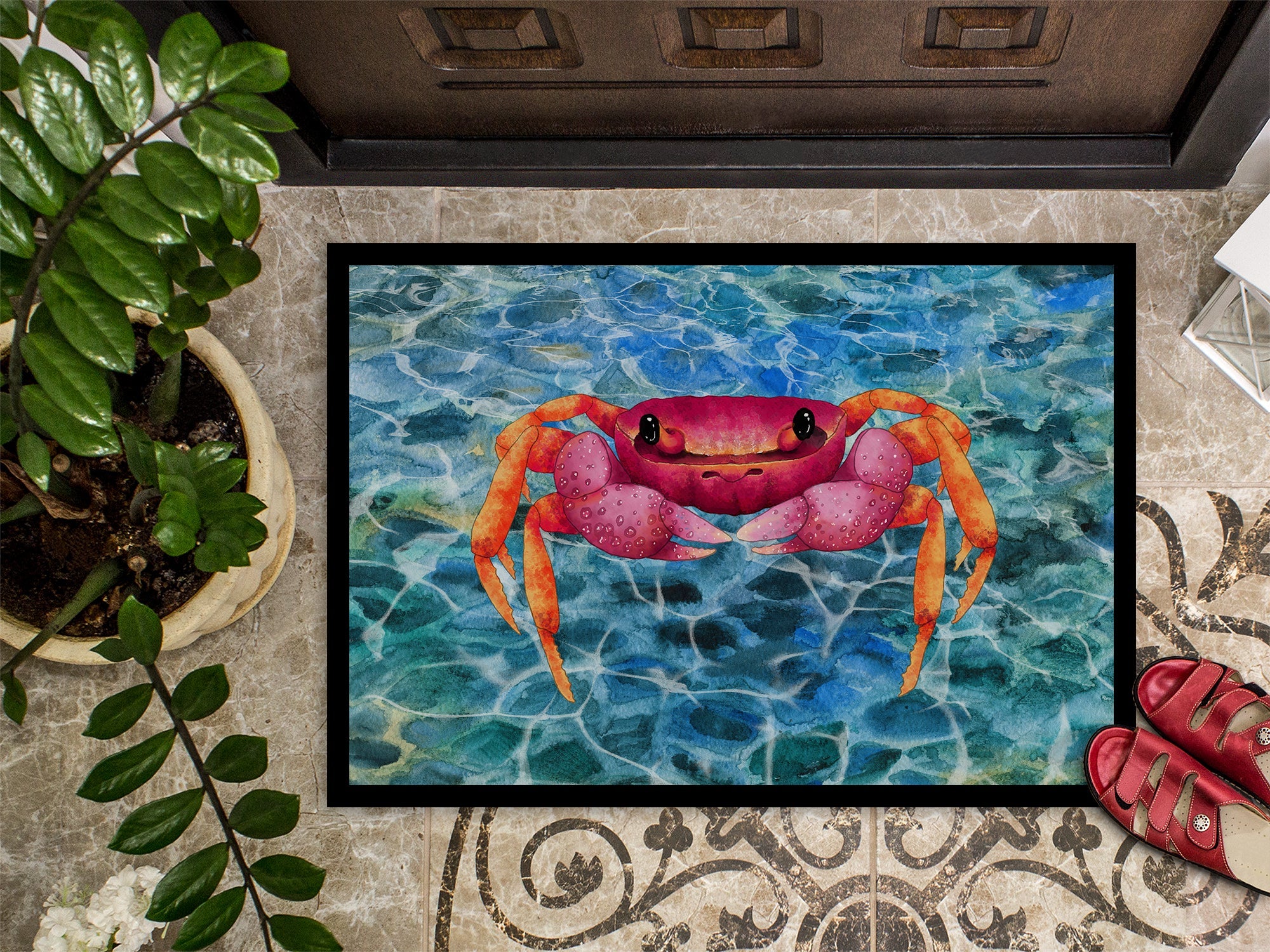 Crab Doormat Indoor Outdoor 24H X 36W Front Door Mat Rugs for Entryway, Non Slip Washable Low Pile,