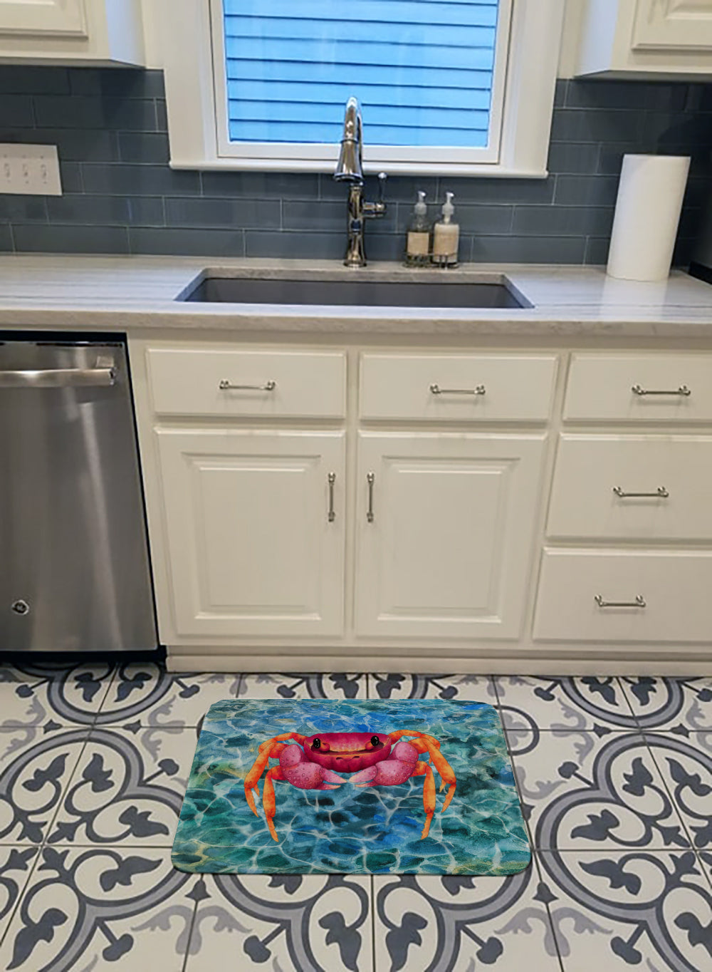 Crab Memory Foam Kitchen Mat Machine Washable Anti-Fatigue Cushion Comfort Bath or Kitchen Rug