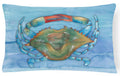 Blue Crab Decorative Throw Pillow 12x16 Indoor Outdoor Accent Cushion, Fabric Cover with Insert for Sofa, Bed, Porch & Living Room