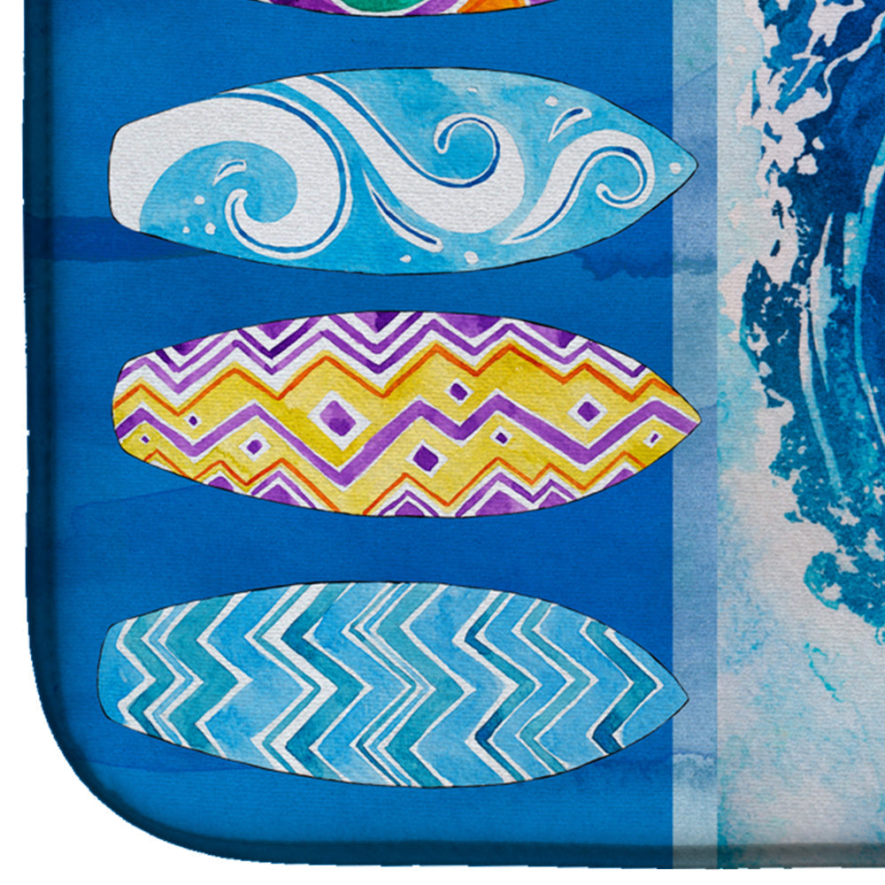 Surf Boards and Wave Dish Drying Mat Absorbent Dish Drying Mat Pad for Kitchen Counter Dish Drainer Mat for Countertop, 14 x 21", Multicolor