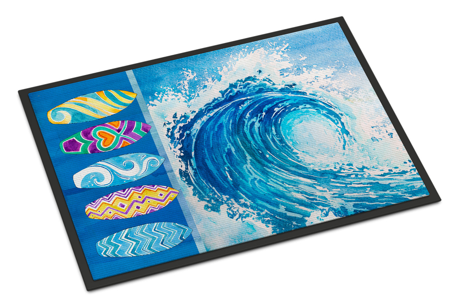 Surf Boards and Wave Doormat Indoor Outdoor 24H X 36W Front Door Mat Rugs for Entryway, Non Slip Washable Low Pile,