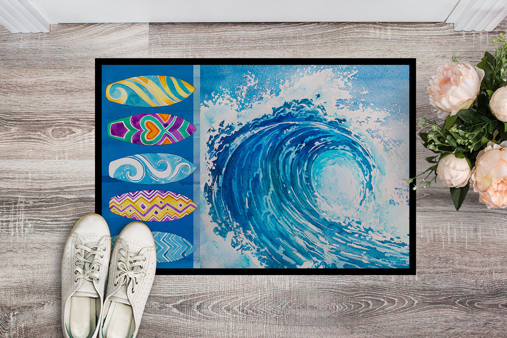 Surf Boards and Wave Doormat Indoor Outdoor 24H X 36W Front Door Mat Rugs for Entryway, Non Slip Washable Low Pile,