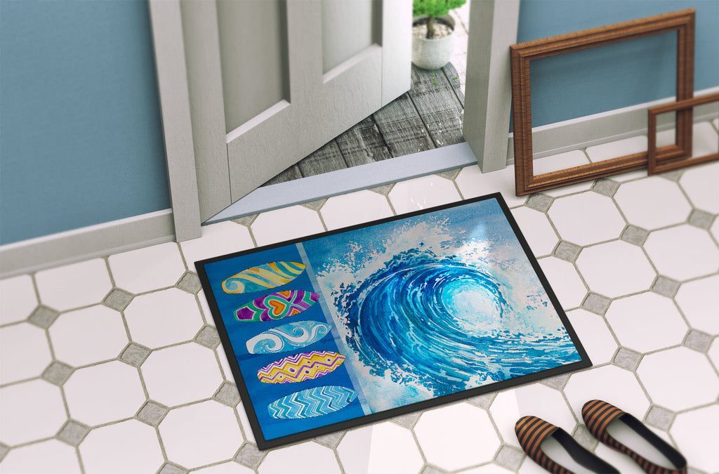 Surf Boards and Wave Doormat Indoor Outdoor 24H X 36W Front Door Mat Rugs for Entryway, Non Slip Washable Low Pile,