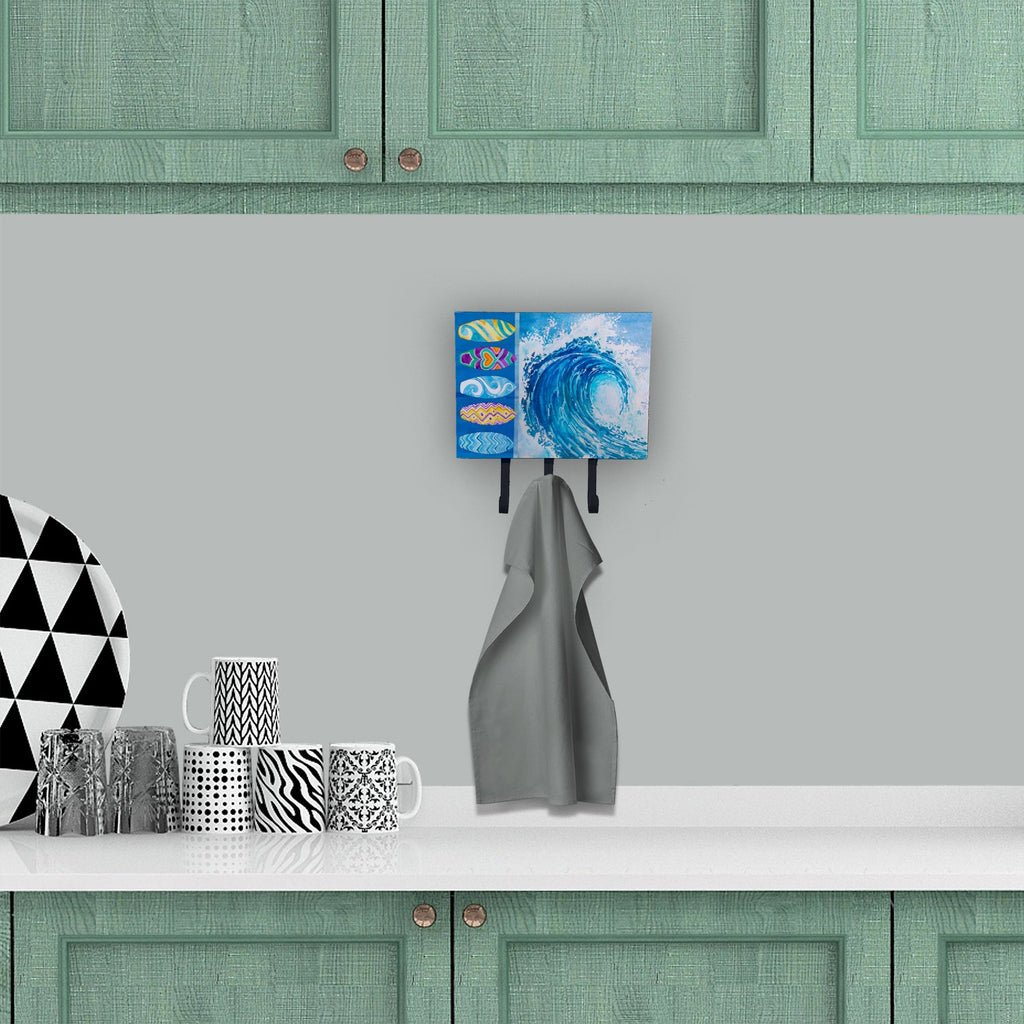 Surf Boards and Wave Leash or Key Holder Wall Hooks, Coat Rack Wall Mount, for Hanging Keys, Towels, Aprons, Leashes