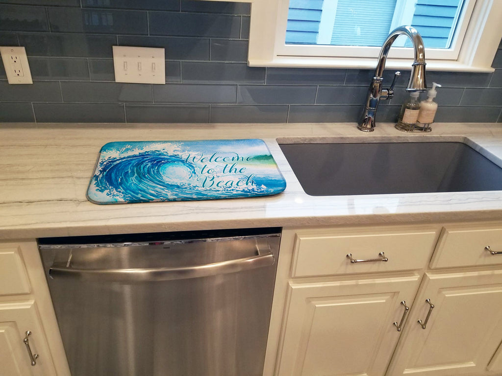 Wave Welcome Dish Drying Mat Absorbent Dish Drying Mat Pad for Kitchen Counter Dish Drainer Mat for Countertop, 14 x 21", Multicolor
