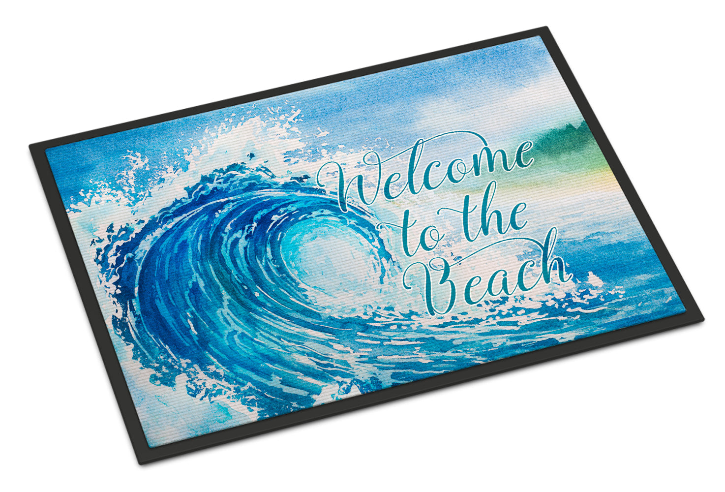 Wave Welcome Doormat Indoor Outdoor 24H X 36W Front Door Mat Rugs for Entryway, Non Slip Washable Low Pile,