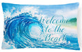 Wave Welcome Decorative Throw Pillow 12x16 Indoor Outdoor Accent Cushion, Fabric Cover with Insert for Sofa, Bed, Porch & Living Room