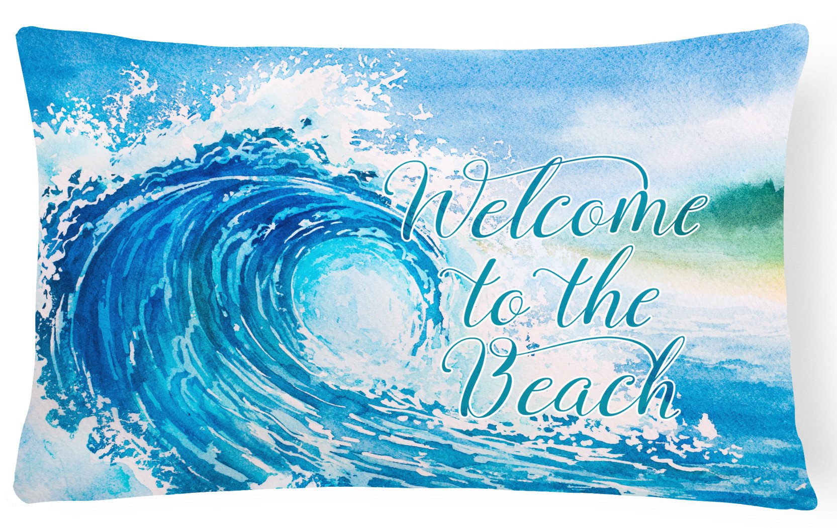 Wave Welcome Decorative Throw Pillow 12x16 Indoor Outdoor Accent Cushion, Fabric Cover with Insert for Sofa, Bed, Porch & Living Room