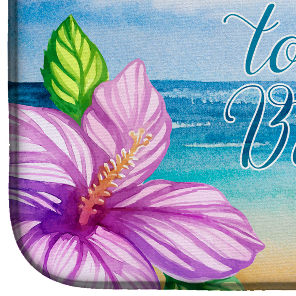 Beach Scene Welcome Dish Drying Mat Absorbent Dish Drying Mat Pad for Kitchen Counter Dish Drainer Mat for Countertop, 14 x 21", Multicolor