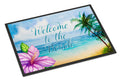 Beach Scene Welcome Doormat Indoor Outdoor 24H X 36W Front Door Mat Rugs for Entryway, Non Slip Washable Low Pile,