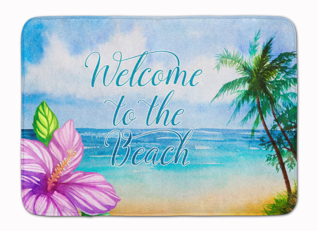 Beach Scene Welcome Memory Foam Kitchen Mat Machine Washable Anti-Fatigue Cushion Comfort Bath or Kitchen Rug