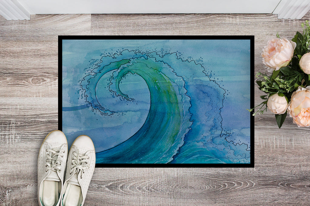 Abstract Wave Doormat Indoor Outdoor 24H X 36W Front Door Mat Rugs for Entryway, Non Slip Washable Low Pile,