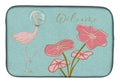 Flamingo Welcome Dish Drying Mat Absorbent Dish Drying Mat Pad for Kitchen Counter Dish Drainer Mat for Countertop, 14 x 21", Multicolor