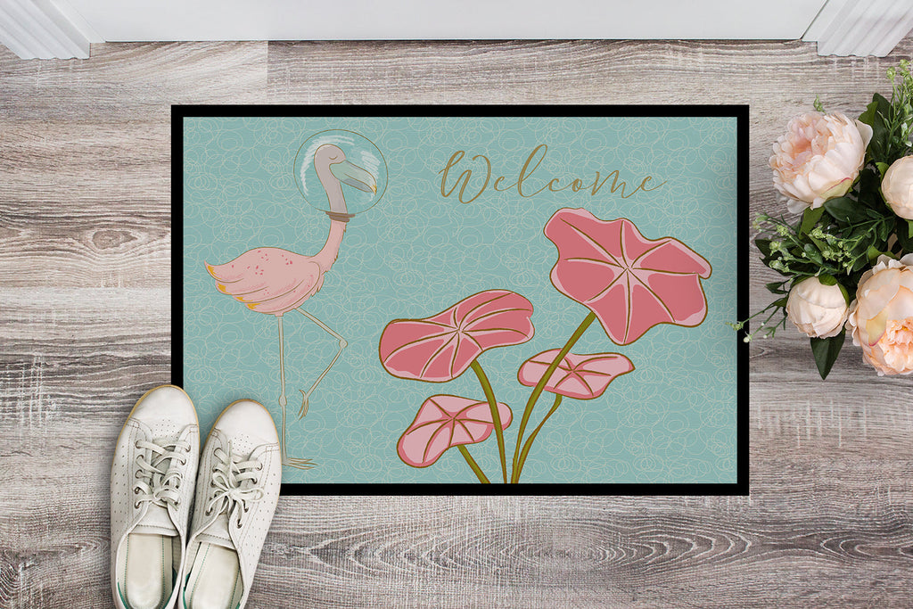 Flamingo Welcome Doormat Indoor Outdoor 18H X 27W Front Door Mat Rugs for Entryway, Non Slip Washable