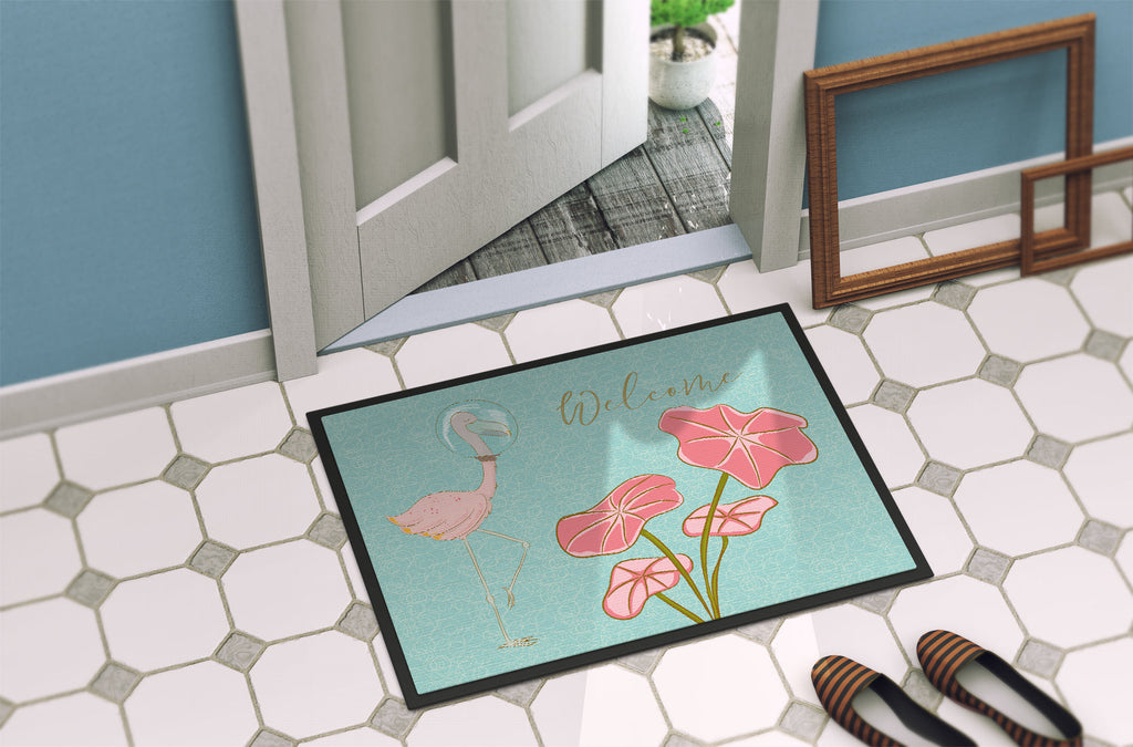 Flamingo Welcome Doormat Indoor Outdoor 18H X 27W Front Door Mat Rugs for Entryway, Non Slip Washable
