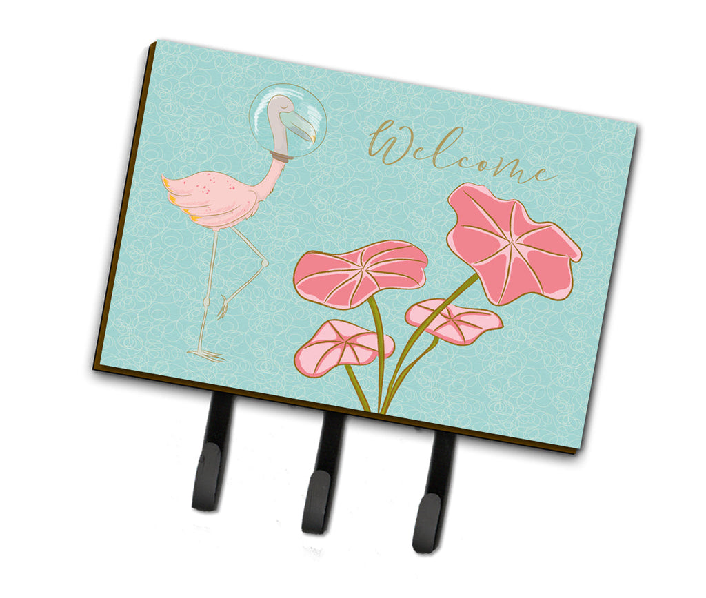 Flamingo Welcome Leash or Key Holder Wall Hooks, Coat Rack Wall Mount, for Hanging Keys, Towels, Aprons, Leashes