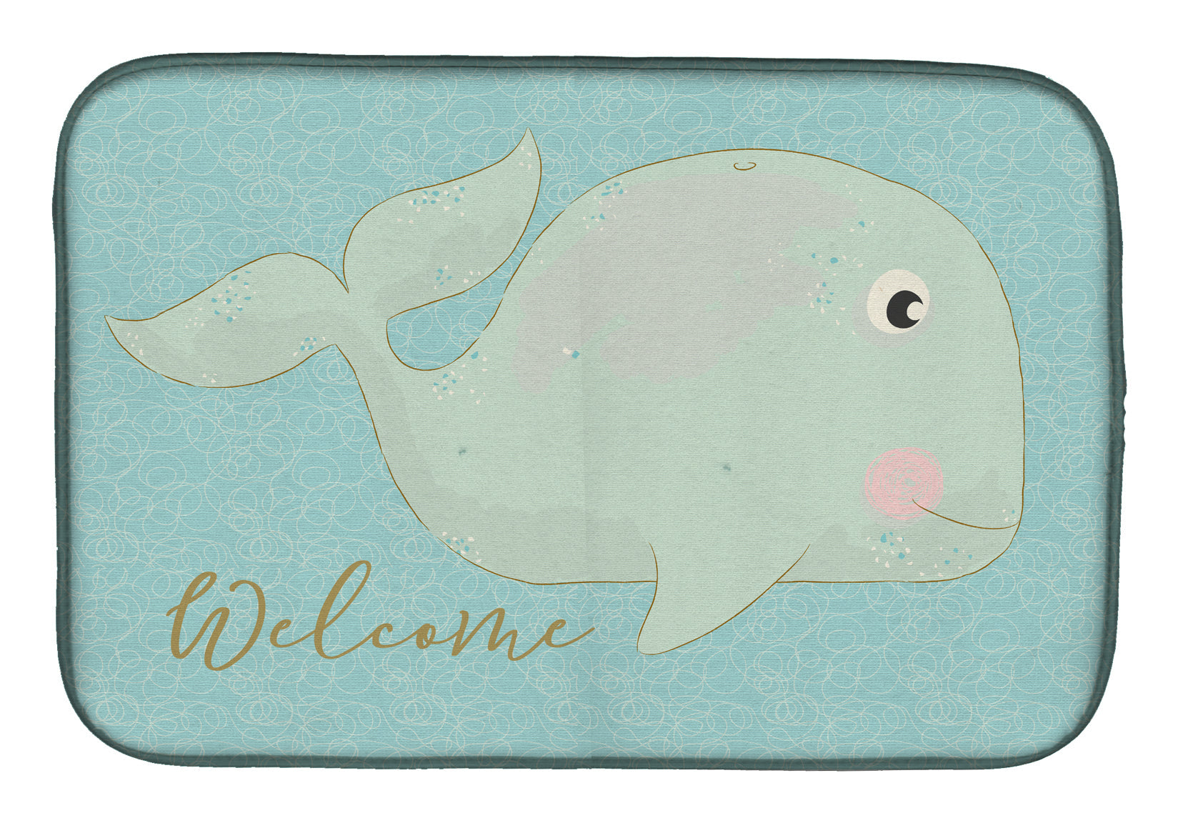 Whale Welcome Dish Drying Mat Absorbent Dish Drying Mat Pad for Kitchen Counter Dish Drainer Mat for Countertop, 14 x 21", Multicolor