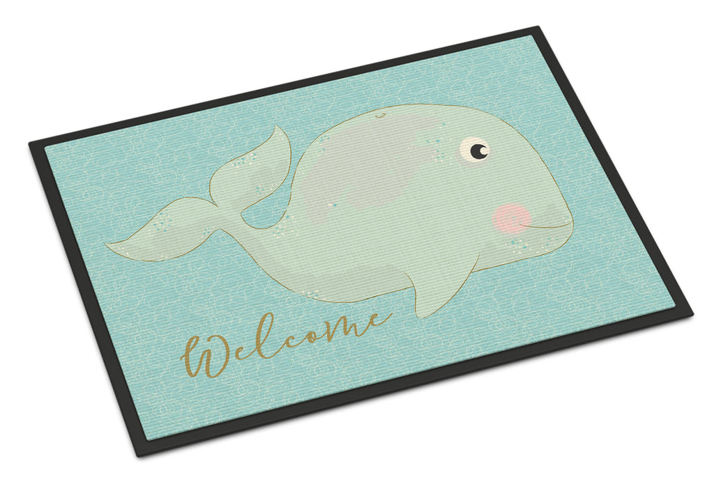 Whale Welcome Doormat Indoor Outdoor 18H X 27W Front Door Mat Rugs for Entryway, Non Slip Washable