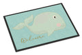 Whale Welcome Doormat Indoor Outdoor 18H X 27W Front Door Mat Rugs for Entryway, Non Slip Washable
