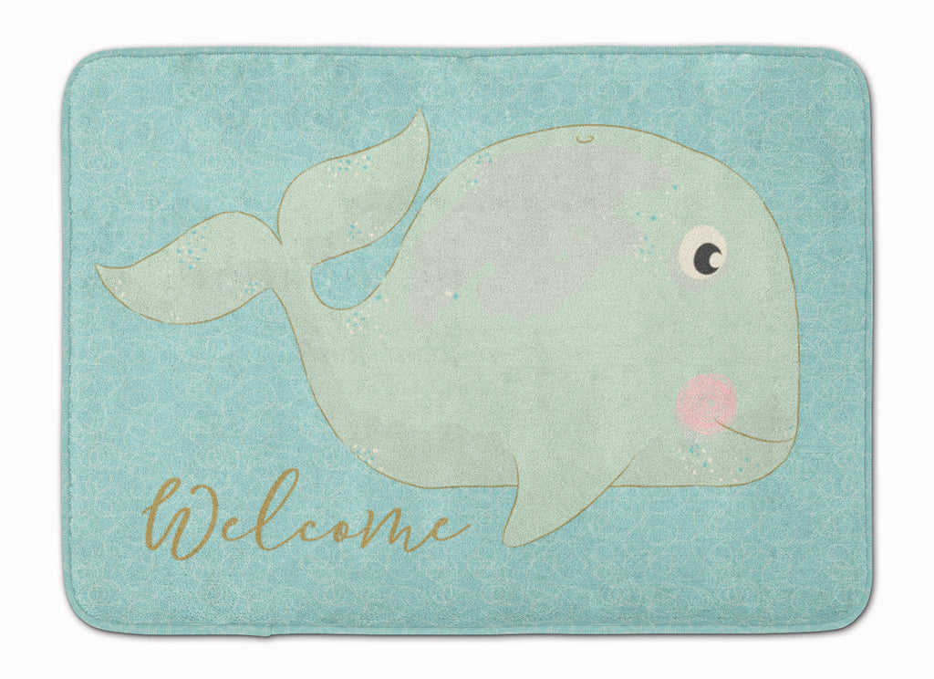 Whale Welcome Memory Foam Kitchen Mat Machine Washable Anti-Fatigue Cushion Comfort Bath or Kitchen Rug