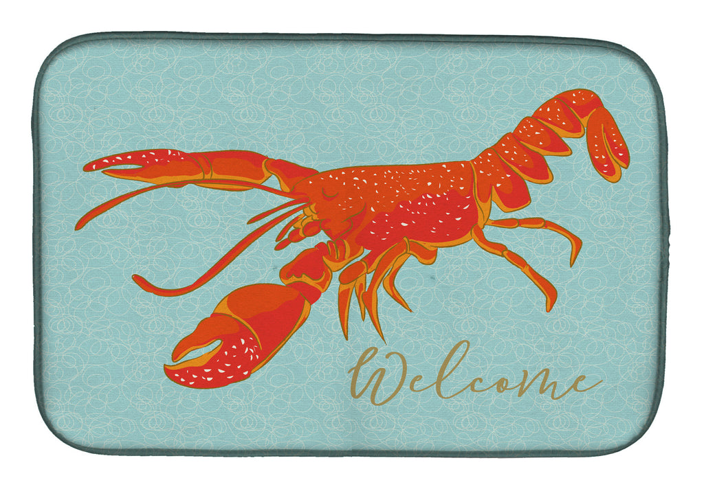 Lobster Welcome Dish Drying Mat Absorbent Dish Drying Mat Pad for Kitchen Counter Dish Drainer Mat for Countertop, 14 x 21", Multicolor