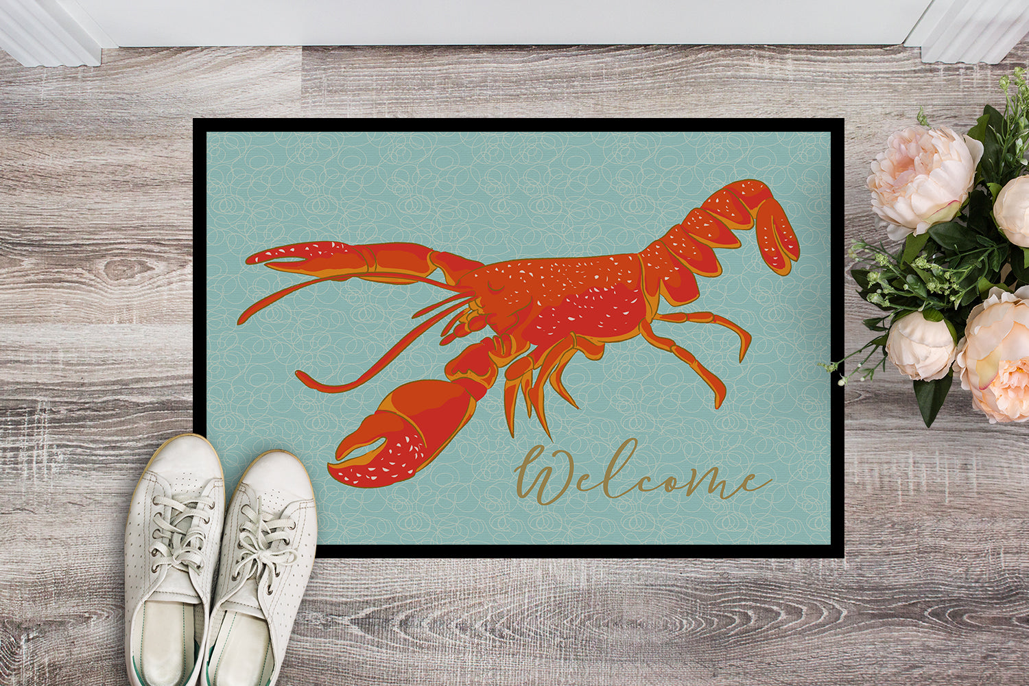 Lobster Welcome Doormat Indoor Outdoor 18H X 27W Front Door Mat Rugs for Entryway, Non Slip Washable
