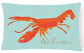 Lobster Welcome Decorative Throw Pillow 12x16 Indoor Outdoor Accent Cushion, Fabric Cover with Insert for Sofa, Bed, Porch & Living Room