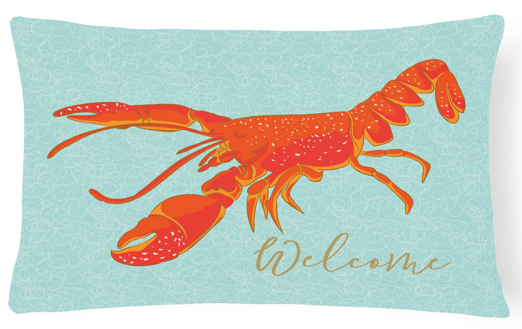 Lobster Welcome Decorative Throw Pillow 12x16 Indoor Outdoor Accent Cushion, Fabric Cover with Insert for Sofa, Bed, Porch & Living Room