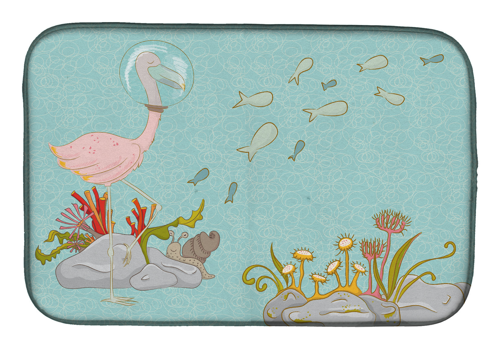 Flamingo Underwater Dish Drying Mat Absorbent Dish Drying Mat Pad for Kitchen Counter Dish Drainer Mat for Countertop, 14 x 21", Multicolor