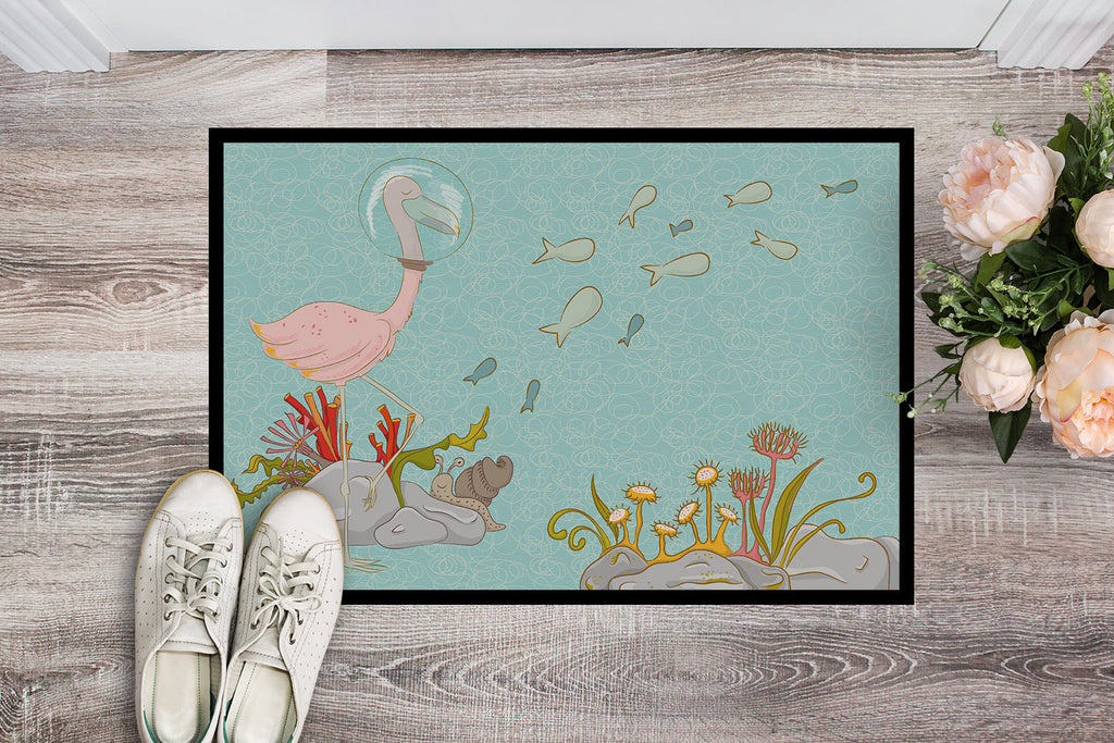 Flamingo Underwater Doormat Indoor Outdoor 24H X 36W Front Door Mat Rugs for Entryway, Non Slip Washable Low Pile,