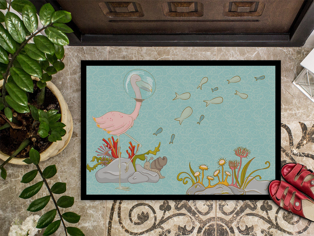 Flamingo Underwater Doormat Indoor Outdoor 18H X 27W Front Door Mat Rugs for Entryway, Non Slip Washable
