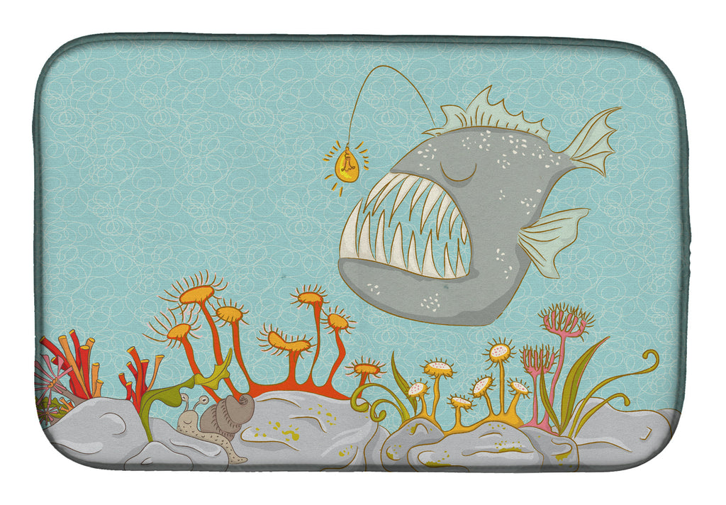 Frog Fish Scene Dish Drying Mat Absorbent Dish Drying Mat Pad for Kitchen Counter Dish Drainer Mat for Countertop, 14 x 21", Multicolor