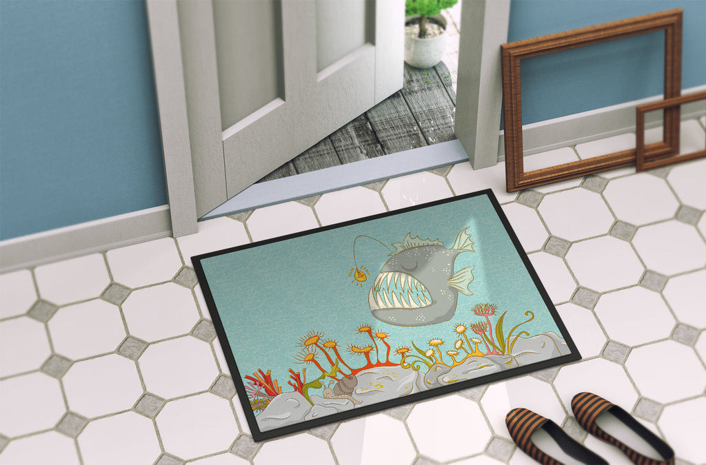 Frog Fish Scene Doormat Indoor Outdoor 18H X 27W Front Door Mat Rugs for Entryway, Non Slip Washable