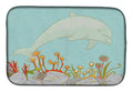Dolphin Underwater Scene Dish Drying Mat Absorbent Dish Drying Mat Pad for Kitchen Counter Dish Drainer Mat for Countertop, 14 x 21", Multicolor