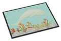 Dolphin Underwater Scene Doormat Indoor Outdoor 18H X 27W Front Door Mat Rugs for Entryway, Non Slip Washable