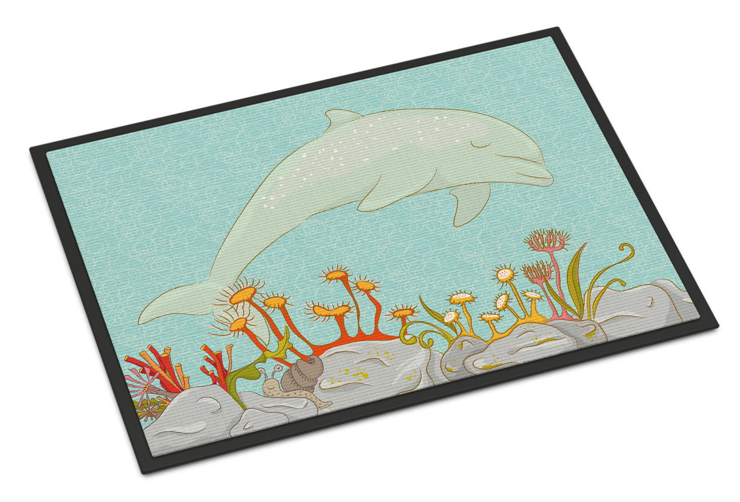 Dolphin Underwater Scene Doormat Indoor Outdoor 18H X 27W Front Door Mat Rugs for Entryway, Non Slip Washable