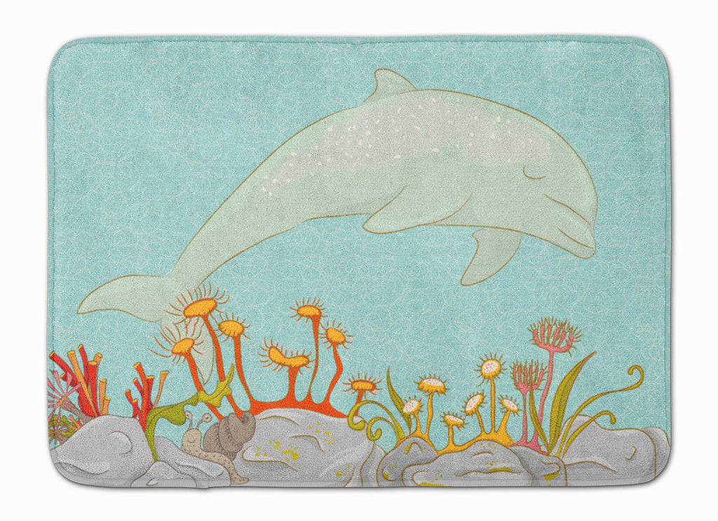 Dolphin Underwater Scene Memory Foam Kitchen Mat Machine Washable Anti-Fatigue Cushion Comfort Bath or Kitchen Rug