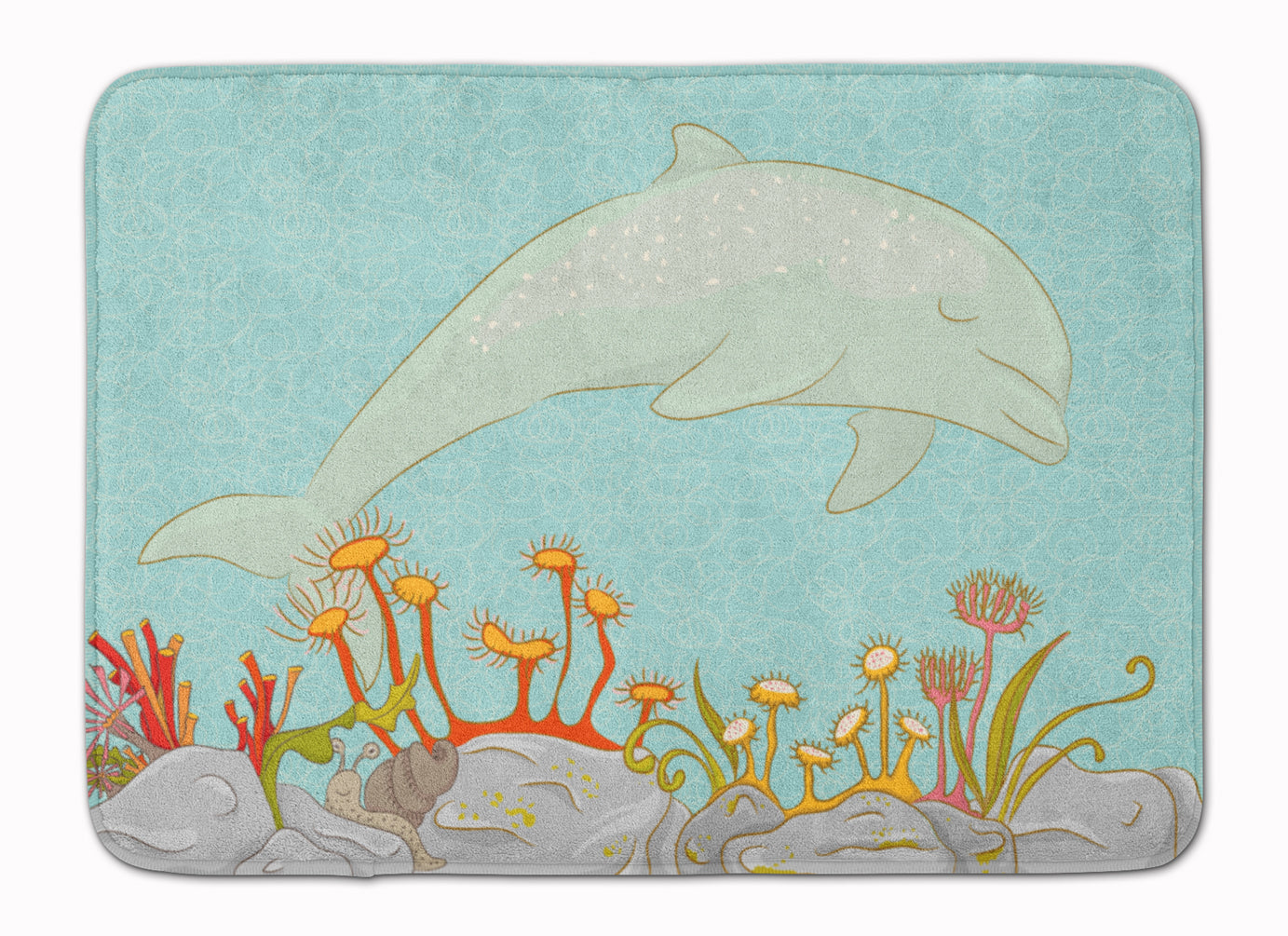Dolphin Underwater Scene Memory Foam Kitchen Mat Machine Washable Anti-Fatigue Cushion Comfort Bath or Kitchen Rug
