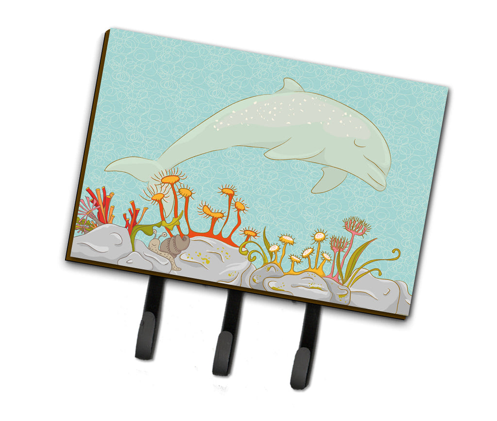 Dolphin Underwater Scene Leash or Key Holder Wall Hooks, Coat Rack Wall Mount, for Hanging Keys, Towels, Aprons, Leashes