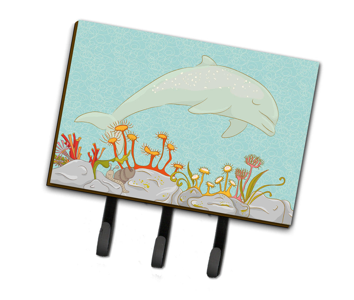 Dolphin Underwater Scene Leash or Key Holder Wall Hooks, Coat Rack Wall Mount, for Hanging Keys, Towels, Aprons, Leashes