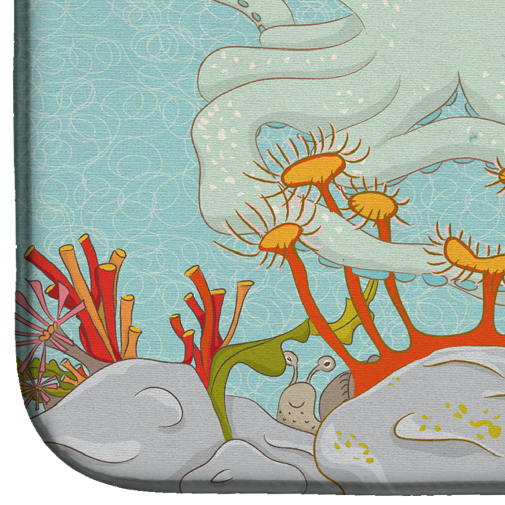 Octopus Underwater Scene Dish Drying Mat Absorbent Dish Drying Mat Pad for Kitchen Counter Dish Drainer Mat for Countertop, 14 x 21", Multicolor