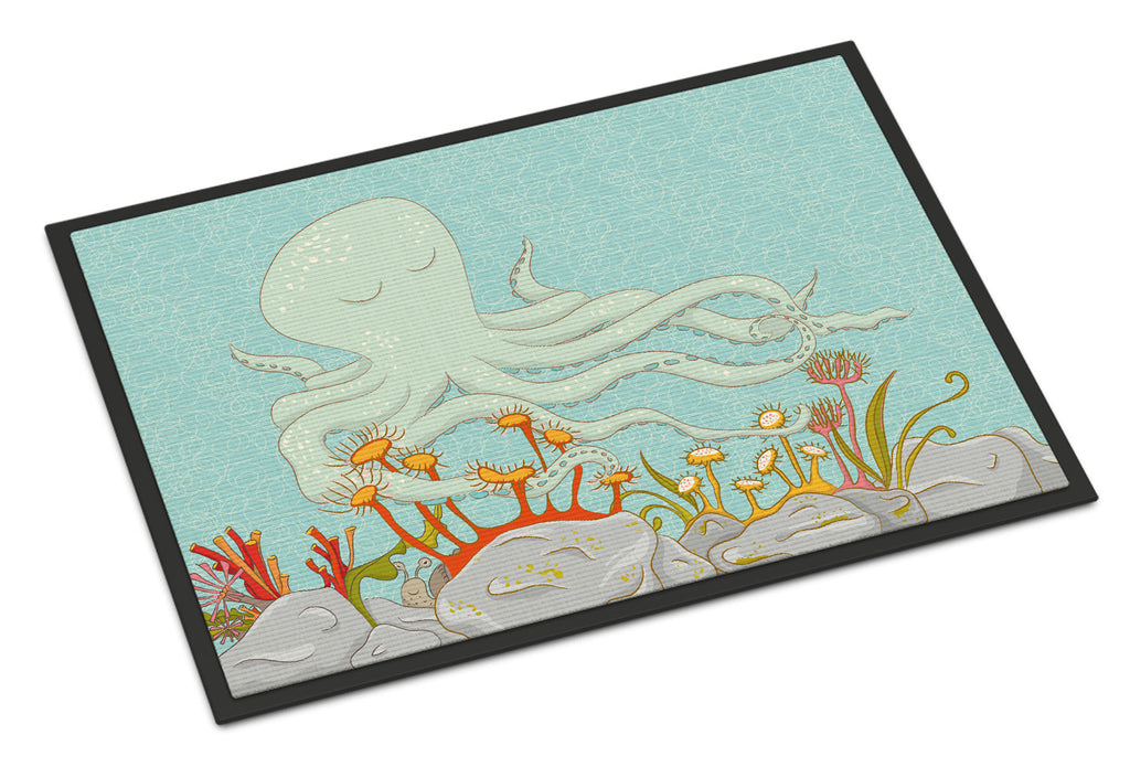 Octopus Underwater Scene Doormat Indoor Outdoor 18H X 27W Front Door Mat Rugs for Entryway, Non Slip Washable