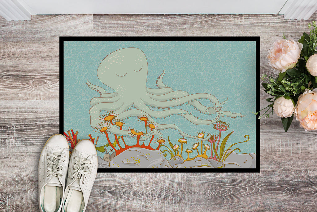 Octopus Underwater Scene Doormat Indoor Outdoor 18H X 27W Front Door Mat Rugs for Entryway, Non Slip Washable